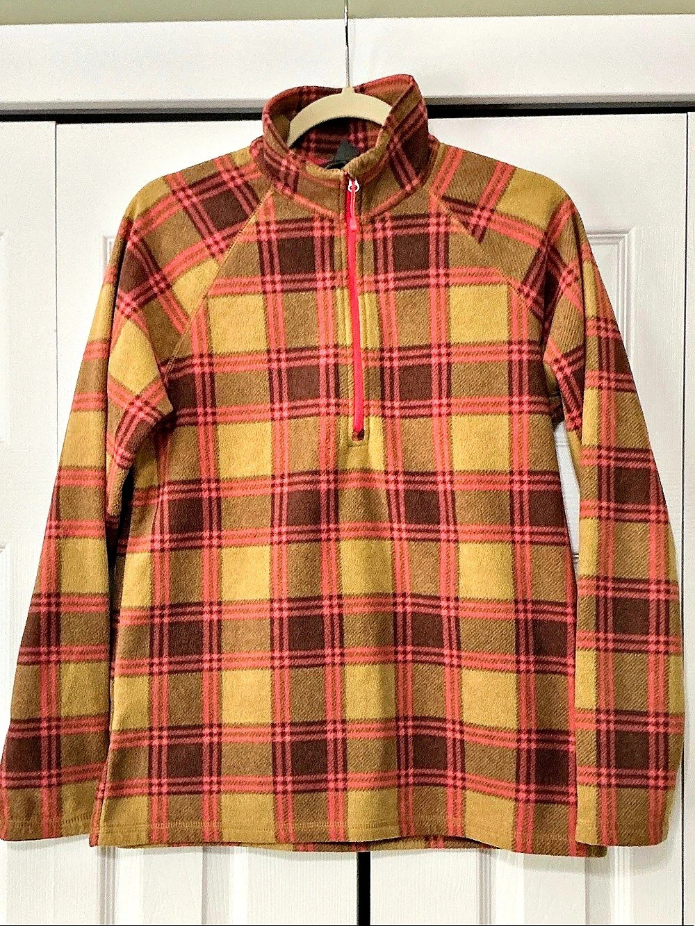 Eddie Bauer Women's Plaid Quarter Zip Fleece Pullover Plaid Fleece Pullover